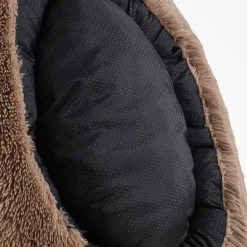 Sweet Home Collection 20in Black Round Calming Faux Fur Donut Pet Bed