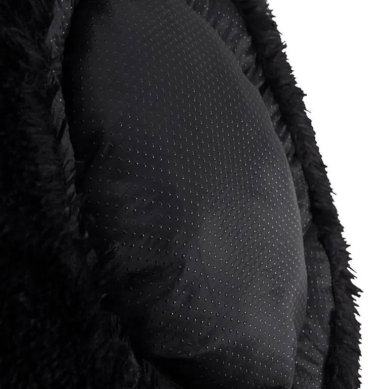 Sweet Home Collection 20in Black Round Calming Faux Fur Donut Pet Bed