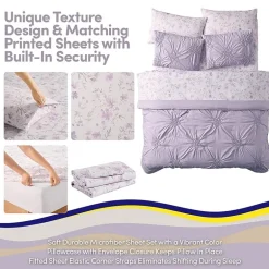 Sweet Home Collection Pintuck Floral Kids Bedding Set Down Alternative Comforter Set