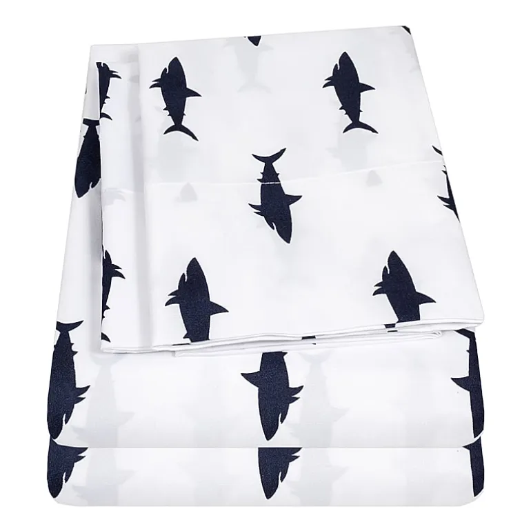 Sweet Home Collection™ Swimming Sharks Microfiber Wrinkle Resistant Kids Sheet Set