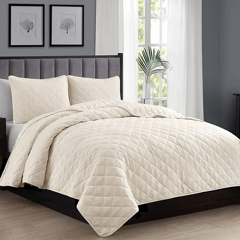 Swift Home Lightweight Oversized Diamond Stitched Coverlet Bedspread Set Wrinkle Resistant Quilt Set