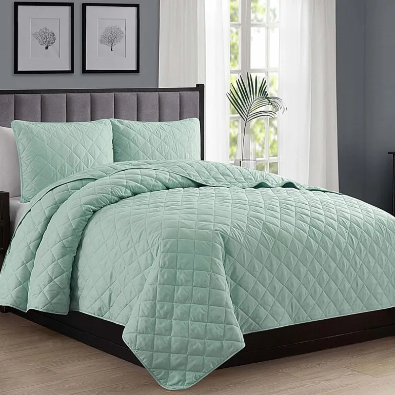 Swift Home Lightweight Oversized Diamond Stitched Coverlet Bedspread Set Wrinkle Resistant Quilt Set