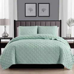Swift Home Lightweight Oversized Diamond Stitched Coverlet Bedspread Set Wrinkle Resistant Quilt Set