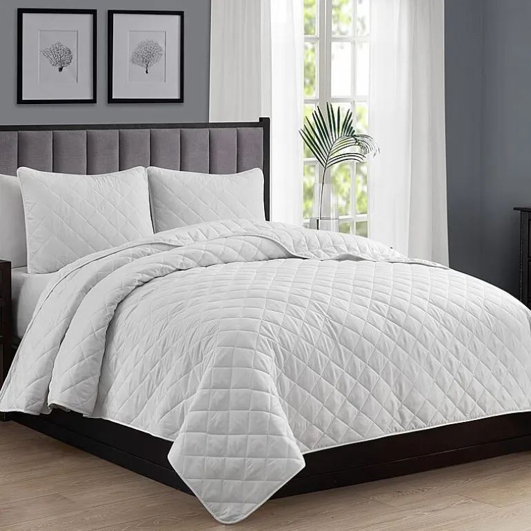 Swift Home Lightweight Oversized Diamond Stitched Coverlet Bedspread Set Wrinkle Resistant Quilt Set