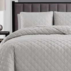 Swift Home Lightweight Oversized Diamond Stitched Coverlet Bedspread Set Wrinkle Resistant Quilt Set