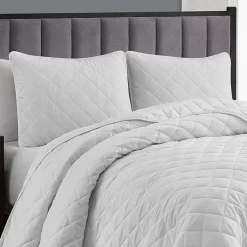Swift Home Lightweight Oversized Diamond Stitched Coverlet Bedspread Set Wrinkle Resistant Quilt Set