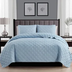 Swift Home Lightweight Oversized Diamond Stitched Coverlet Bedspread Set Wrinkle Resistant Quilt Set