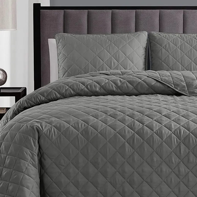Swift Home Lightweight Oversized Diamond Stitched Coverlet Bedspread Set Wrinkle Resistant Quilt Set