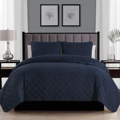 Swift Home Lightweight Oversized Diamond Stitched Coverlet Bedspread Set Wrinkle Resistant Quilt Set