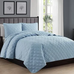 Swift Home Lightweight Oversized Diamond Stitched Coverlet Bedspread Set Wrinkle Resistant Quilt Set