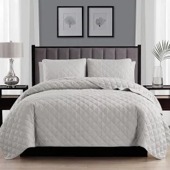 Swift Home Lightweight Oversized Diamond Stitched Coverlet Bedspread Set Wrinkle Resistant Quilt Set