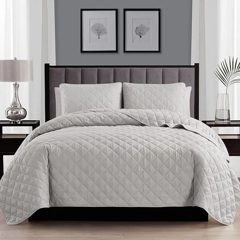 Swift Home Lightweight Oversized Diamond Stitched Coverlet Bedspread Set Wrinkle Resistant Quilt Set