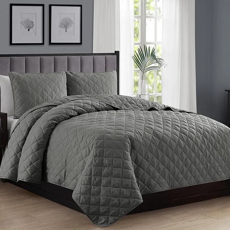 Swift Home Lightweight Oversized Diamond Stitched Coverlet Bedspread Set Wrinkle Resistant Quilt Set