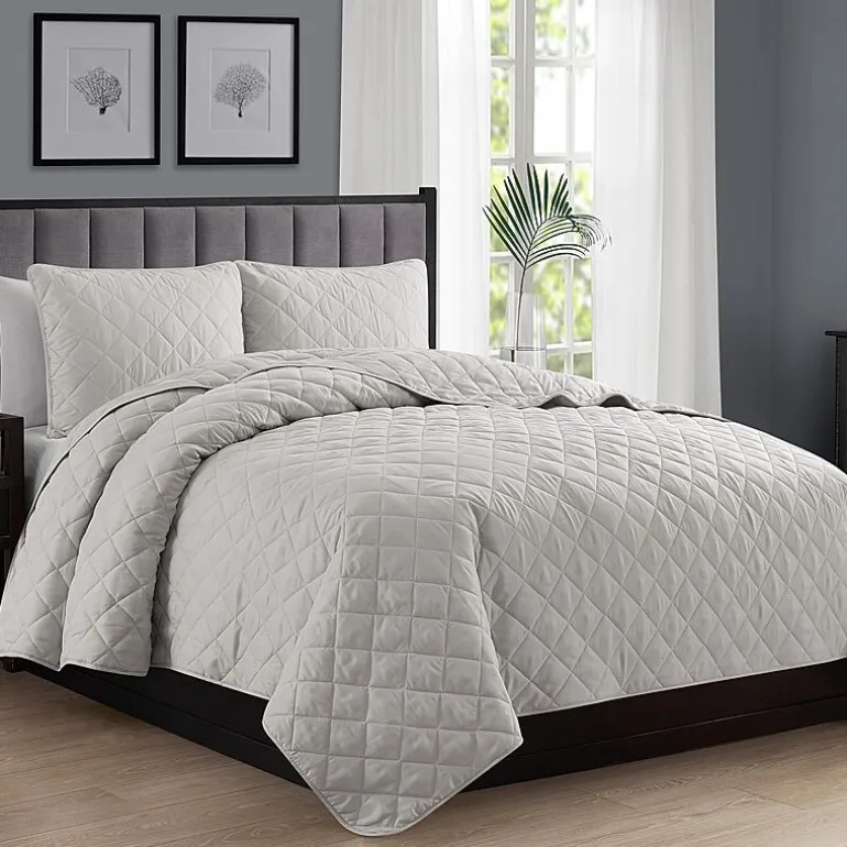 Swift Home Lightweight Oversized Diamond Stitched Coverlet Bedspread Set Wrinkle Resistant Quilt Set