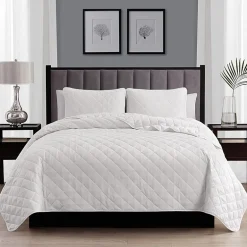 Swift Home Lightweight Oversized Diamond Stitched Coverlet Bedspread Set Wrinkle Resistant Quilt Set