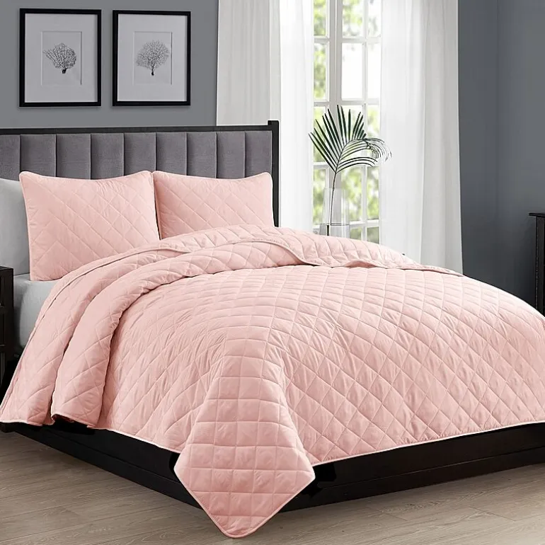 Swift Home Lightweight Oversized Diamond Stitched Coverlet Bedspread Set Wrinkle Resistant Quilt Set