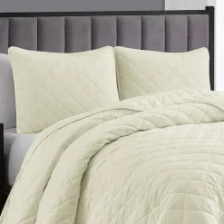 Swift Home Lightweight Oversized Diamond Stitched Coverlet Bedspread Set Wrinkle Resistant Quilt Set