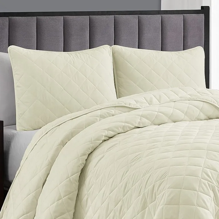 Swift Home Lightweight Oversized Diamond Stitched Coverlet Bedspread Set Wrinkle Resistant Quilt Set