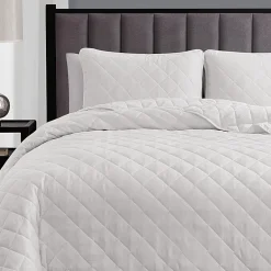 Swift Home Lightweight Oversized Diamond Stitched Coverlet Bedspread Set Wrinkle Resistant Quilt Set