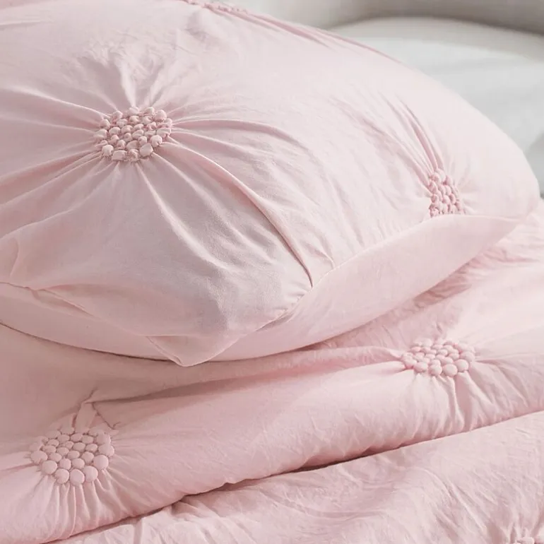 Swift Home Luxurious Ruched 3d Floral Pintuck Sham And Midweight Down Alternative Comforter Set