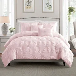 Swift Home Luxurious Ruched 3d Floral Pintuck Sham And Midweight Down Alternative Comforter Set