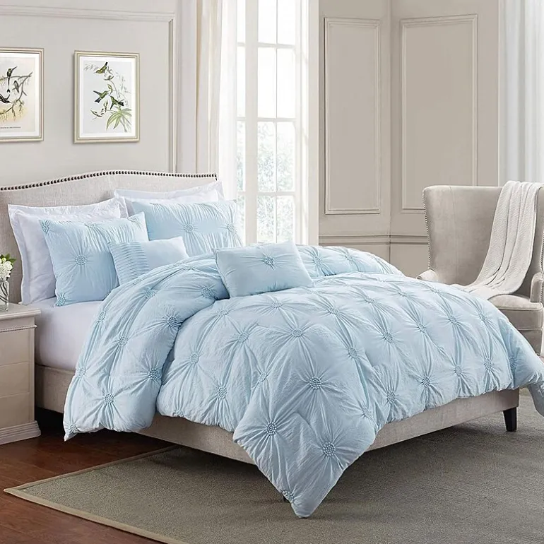 Swift Home Luxurious Ruched 3d Floral Pintuck Sham And Midweight Down Alternative Comforter Set