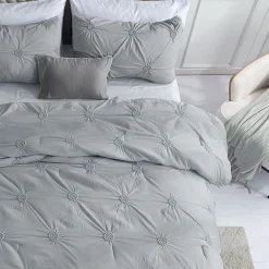 Swift Home Luxurious Ruched 3d Floral Pintuck Sham And Midweight Down Alternative Comforter Set