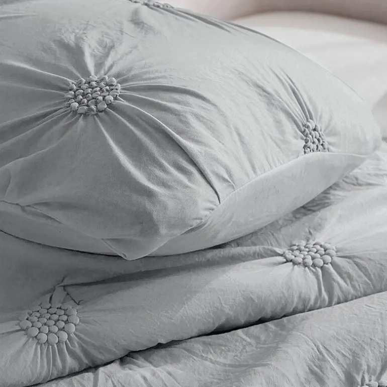 Swift Home Luxurious Ruched 3d Floral Pintuck Sham And Midweight Down Alternative Comforter Set