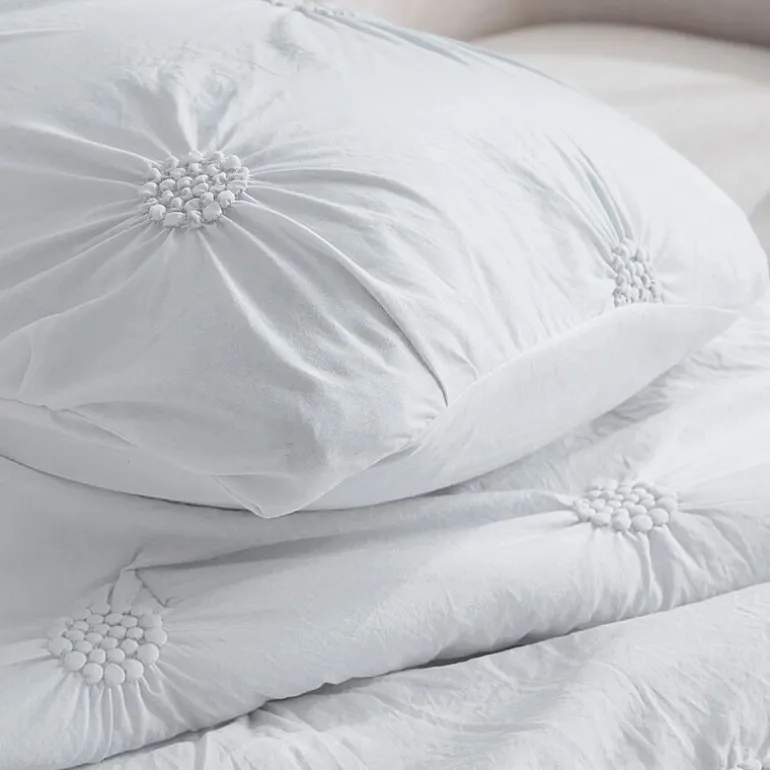 Swift Home Luxurious Ruched 3d Floral Pintuck Sham And Midweight Down Alternative Comforter Set