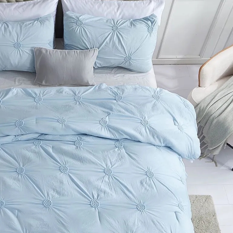 Swift Home Luxurious Ruched 3d Floral Pintuck Sham And Midweight Down Alternative Comforter Set
