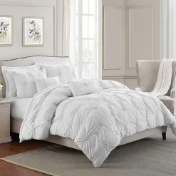 Swift Home Luxurious Ruched 3d Floral Pintuck Sham And Midweight Down Alternative Comforter Set