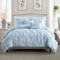 Swift Home Luxurious Ruched 3d Floral Pintuck Sham And Midweight Down Alternative Comforter Set