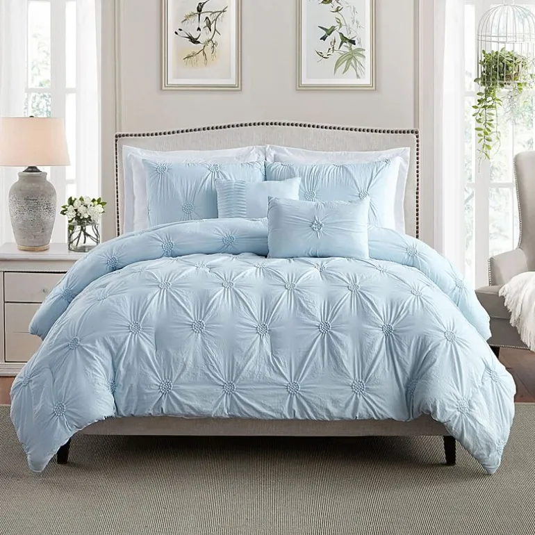 Swift Home Luxurious Ruched 3d Floral Pintuck Sham And Midweight Down Alternative Comforter Set