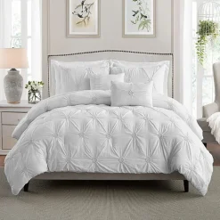Swift Home Luxurious Ruched 3d Floral Pintuck Sham And Midweight Down Alternative Comforter Set