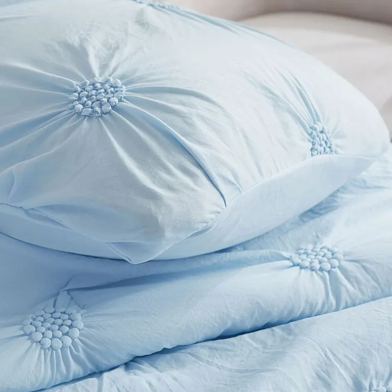 Swift Home Luxurious Ruched 3d Floral Pintuck Sham And Midweight Down Alternative Comforter Set