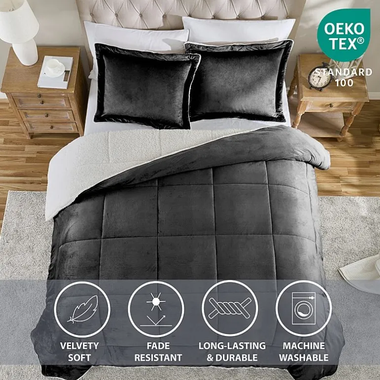 Swift Home Reversible Micro-Mink And Sherpa Midweight Down Alternative Comforter Set