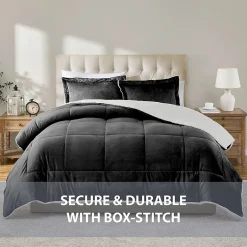 Swift Home Reversible Micro-Mink And Sherpa Midweight Down Alternative Comforter Set