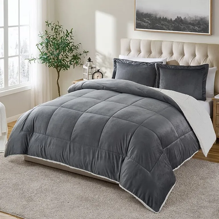 Swift Home Reversible Micro-Mink And Sherpa Midweight Down Alternative Comforter Set