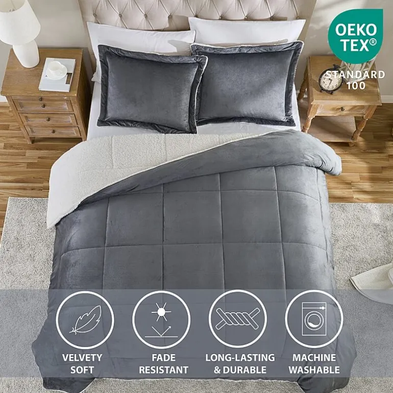 Swift Home Reversible Micro-Mink And Sherpa Midweight Down Alternative Comforter Set