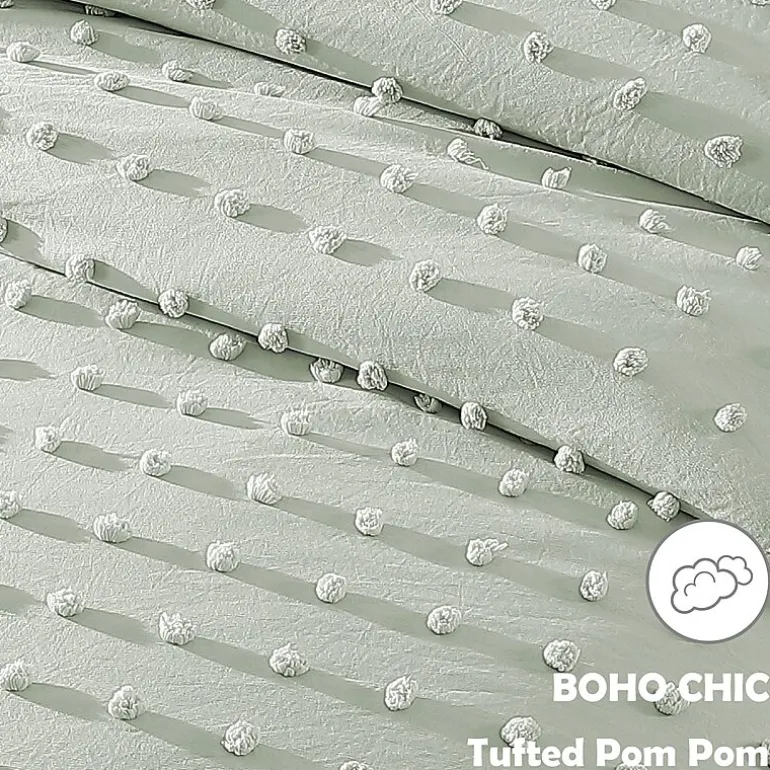 Swift Home Tufted Pom Pom Boho All Season Midweight Down Alternative Comforter Set