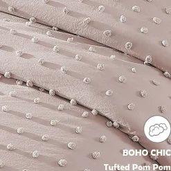Swift Home Tufted Pom Pom Boho All Season Midweight Down Alternative Comforter Set