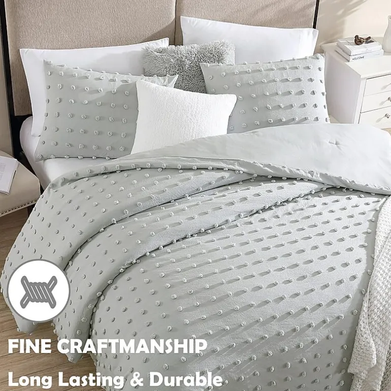 Swift Home Tufted Pom Pom Boho All Season Midweight Down Alternative Comforter Set