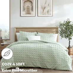Swift Home Tufted Pom Pom Boho All Season Midweight Down Alternative Comforter Set
