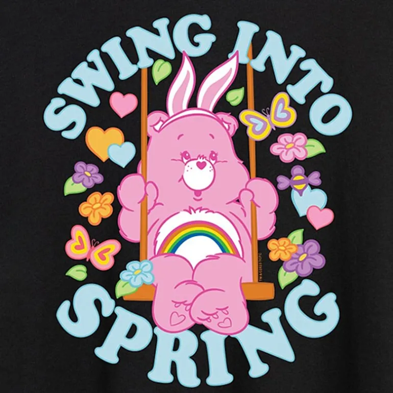 Swing Into Spring Womens Juniors Round Neck Short Sleeve Oversized Care Bears Graphic T-Shirt