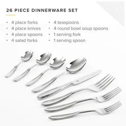 Table 12 Stainless Steel 26-pc. 18/10 Flatware Set