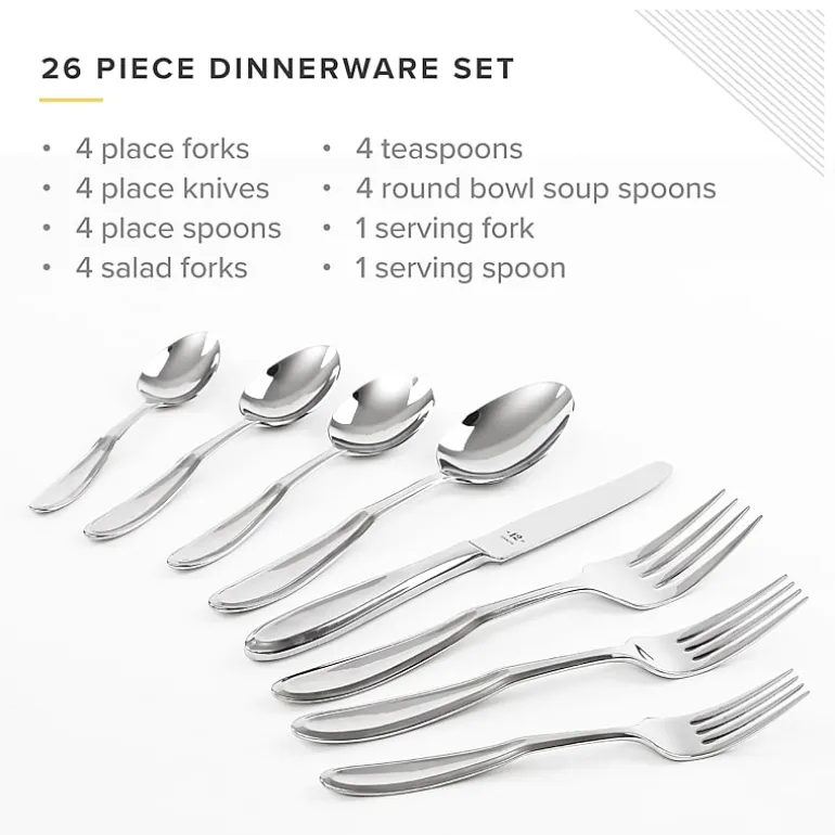 Table 12 Stainless Steel 26-pc. 18/10 Flatware Set