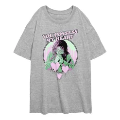 The Exorcist You Possess My Heart Womens Juniors Crew Neck Short Sleeve Regular Fit Graphic T-Shirt