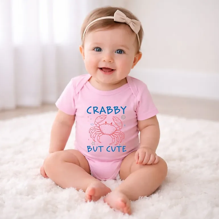 The Juniper Shop - Crabby But Cute - Baby Short Sleeve Graphic Bodysuit