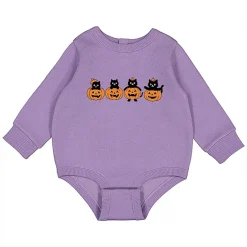 The Juniper Shop - Infant Fleece BodySuit - Four Black Cats Pumpkins