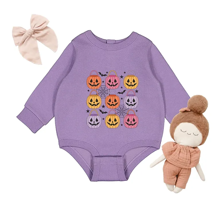 The Juniper Shop - Infant Fleece BodySuit - Pumpkin Basket Chart